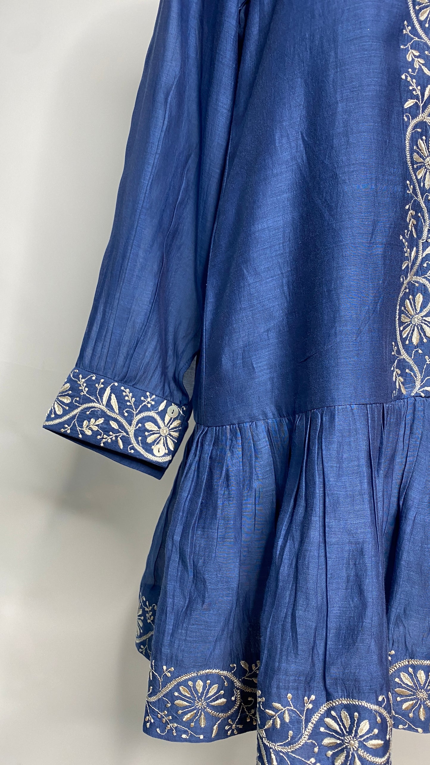 Indigo Blue A-Line Chikankari Skater Dress