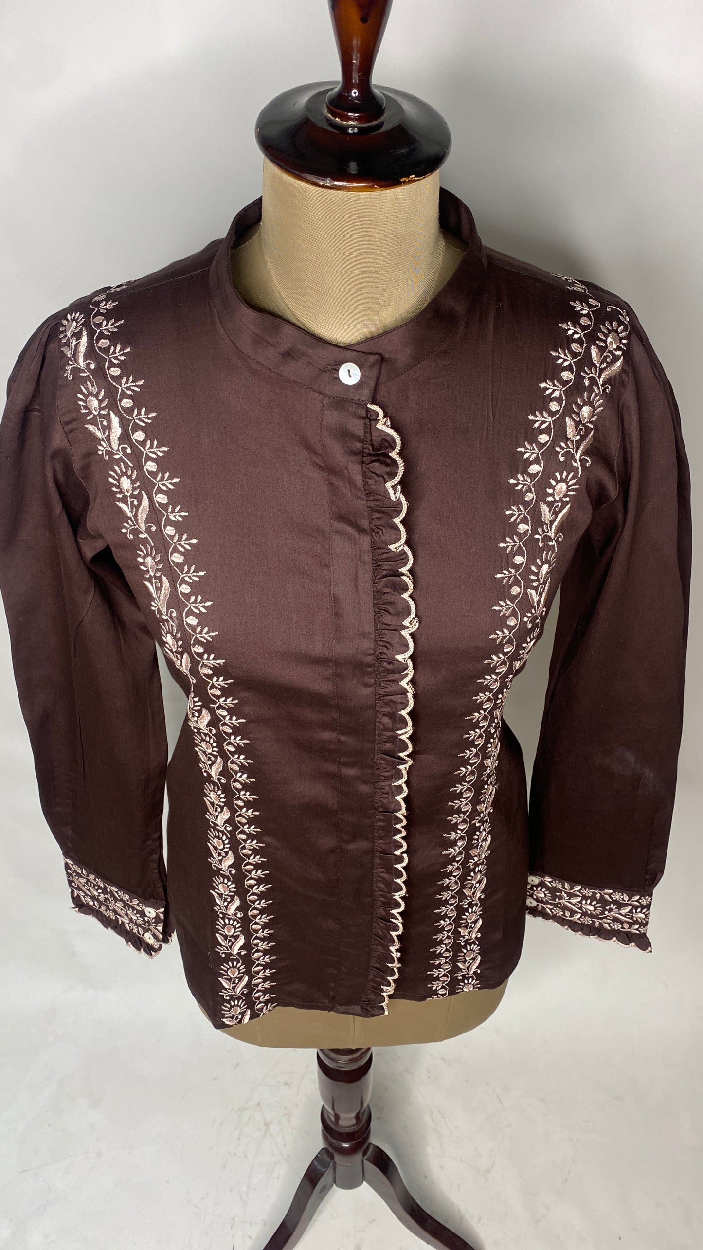 Coco Brown Chikankari Cotton Shirt
