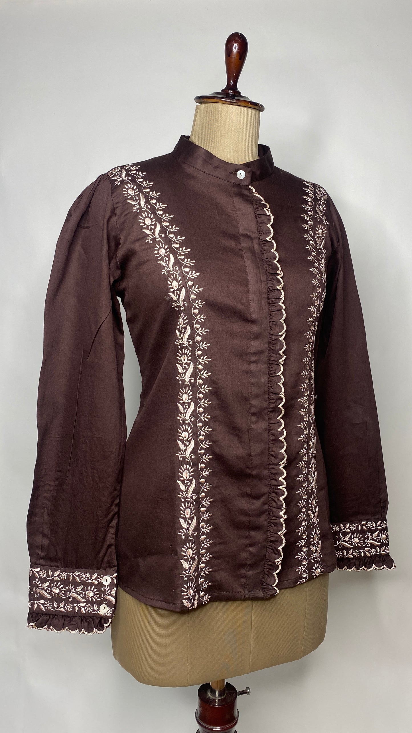 Coco Brown Chikankari Cotton Shirt