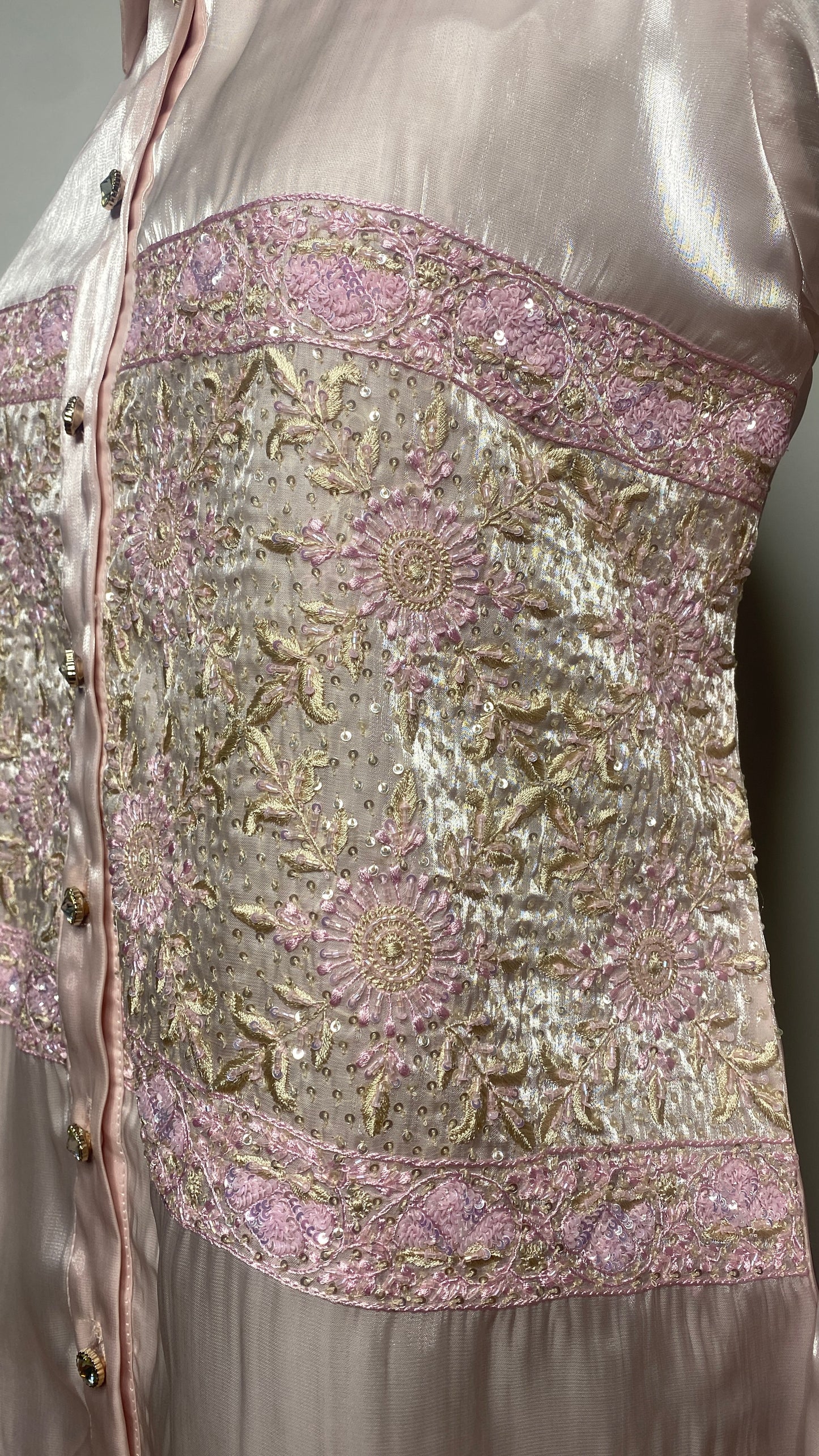Baby Pink Glass Tissue Chikankari Shirt
